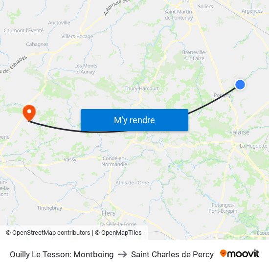 Ouilly Le Tesson: Montboing to Saint Charles de Percy map