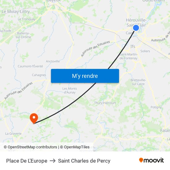 Place De L'Europe to Saint Charles de Percy map