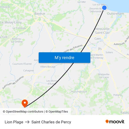 Lion Plage to Saint Charles de Percy map