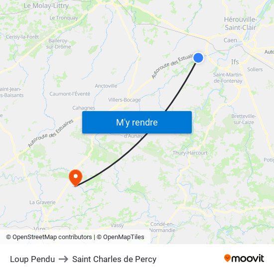 Loup Pendu to Saint Charles de Percy map