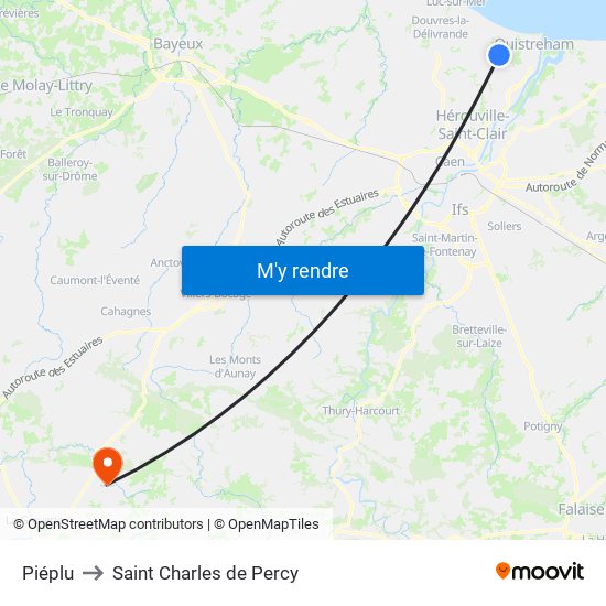 Piéplu to Saint Charles de Percy map
