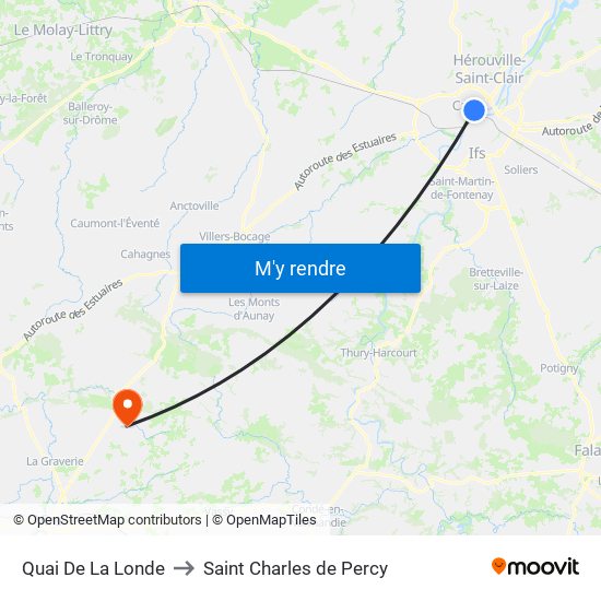 Quai De La Londe to Saint Charles de Percy map