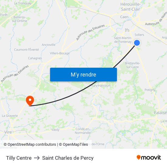 Tilly Centre to Saint Charles de Percy map