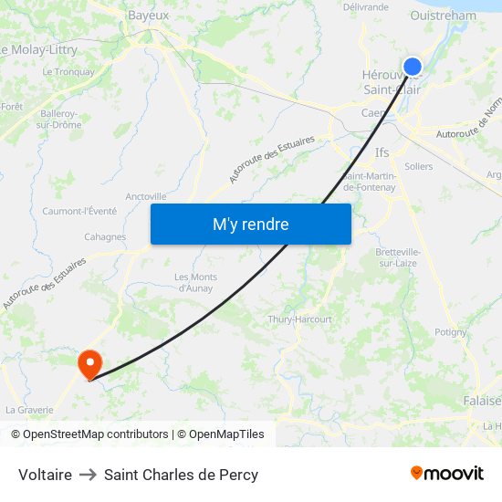 Voltaire to Saint Charles de Percy map