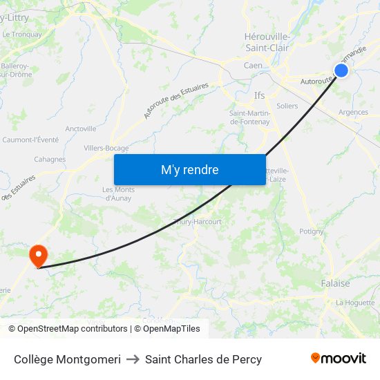 Collège Montgomeri to Saint Charles de Percy map