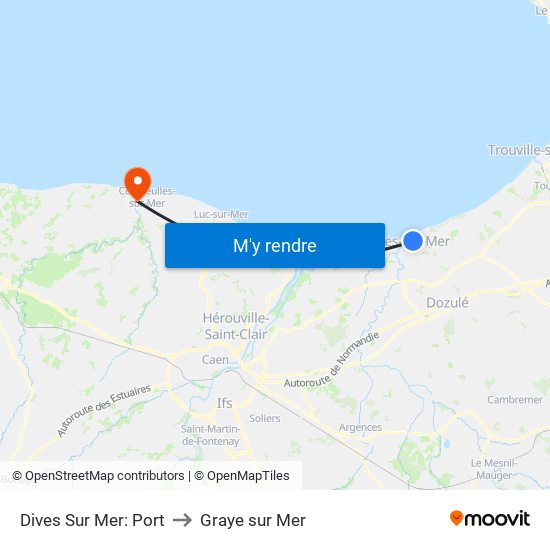 Dives Sur Mer: Port to Graye sur Mer map