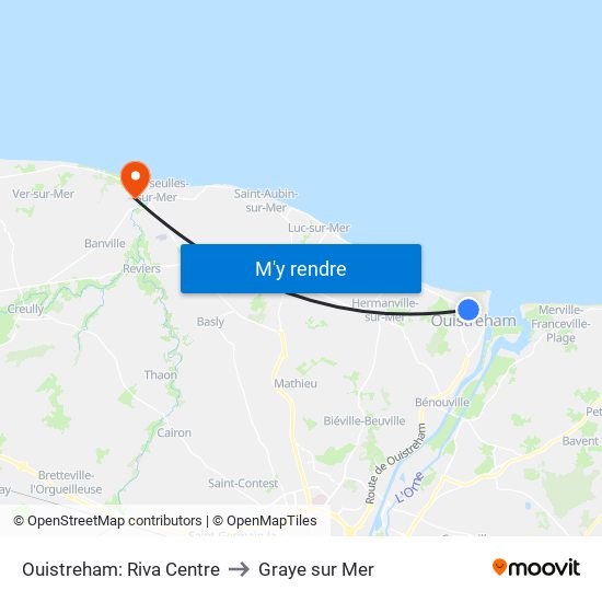 Ouistreham: Riva Centre to Graye sur Mer map