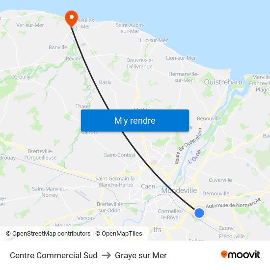 Centre Commercial Sud to Graye sur Mer map