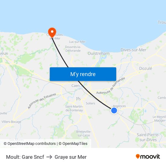 Moult: Gare Sncf to Graye sur Mer map