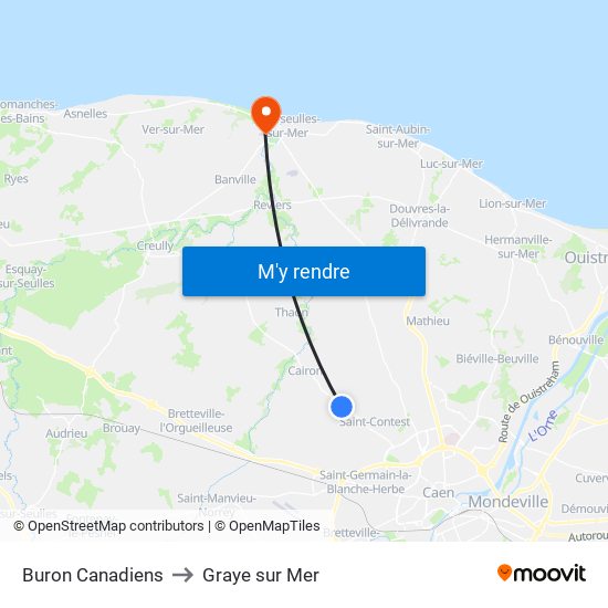 Buron Canadiens to Graye sur Mer map