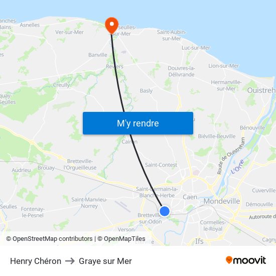 Henry Chéron to Graye sur Mer map