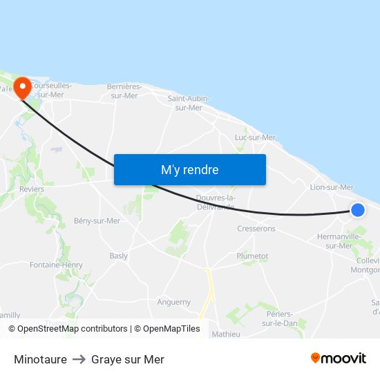 Minotaure to Graye sur Mer map