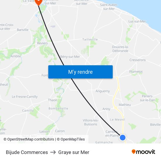 Bijude Commerces to Graye sur Mer map