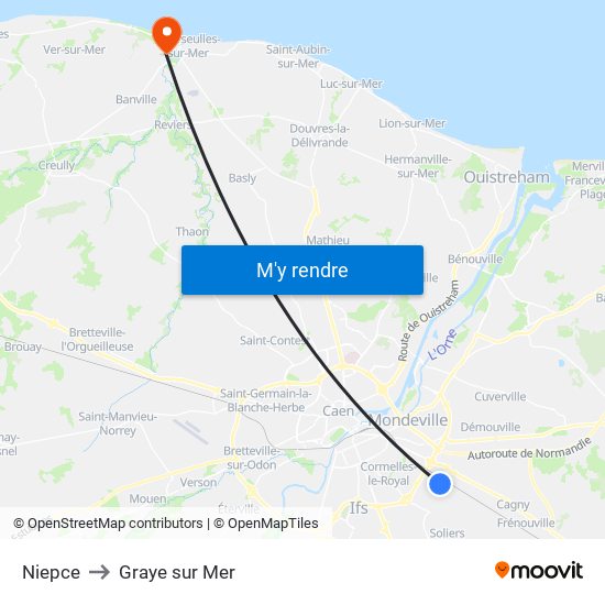 Niepce to Graye sur Mer map