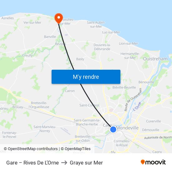 Gare – Rives De L’Orne to Graye sur Mer map