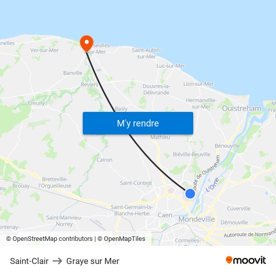 Saint-Clair to Graye sur Mer map
