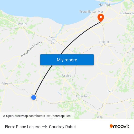 Flers: Place Leclerc to Coudray Rabut map
