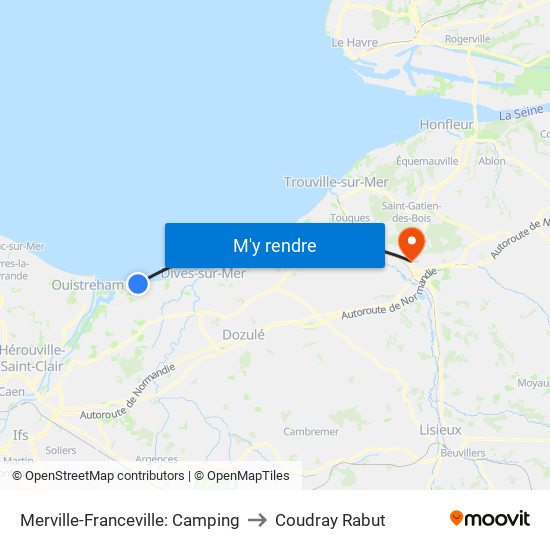 Merville-Franceville: Camping to Coudray Rabut map