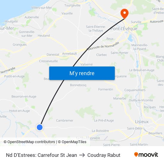 Nd D'Estrees: Carrefour St Jean to Coudray Rabut map