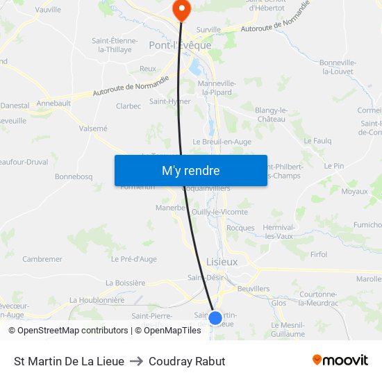 St Martin De La Lieue to Coudray Rabut map