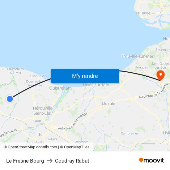 Le Fresne Bourg to Coudray Rabut map