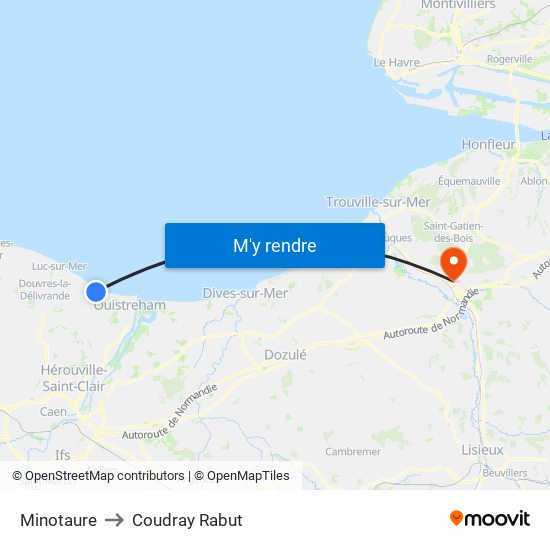Minotaure to Coudray Rabut map