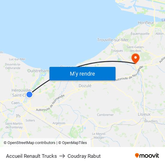 Accueil Renault Trucks to Coudray Rabut map