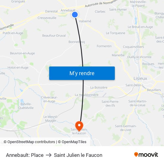 Annebault: Place to Saint Julien le Faucon map