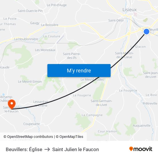 Beuvillers: Église to Saint Julien le Faucon map