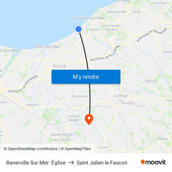 Benerville Sur Mer: Église to Saint Julien le Faucon map