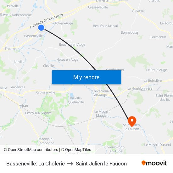 Basseneville: La Cholerie to Saint Julien le Faucon map