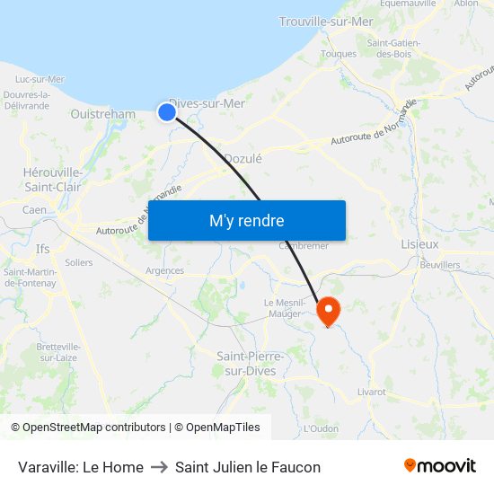 Varaville: Le Home to Saint Julien le Faucon map