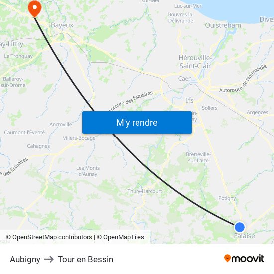 Aubigny to Tour en Bessin map