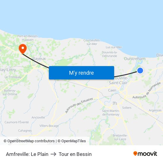 Amfreville: Le Plain to Tour en Bessin map