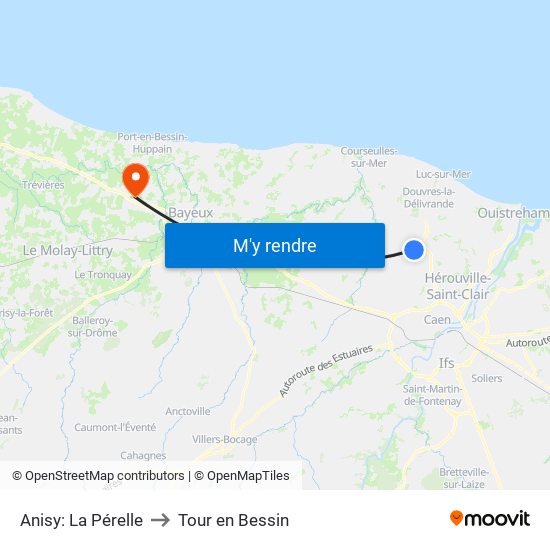 Anisy: La Pérelle to Tour en Bessin map