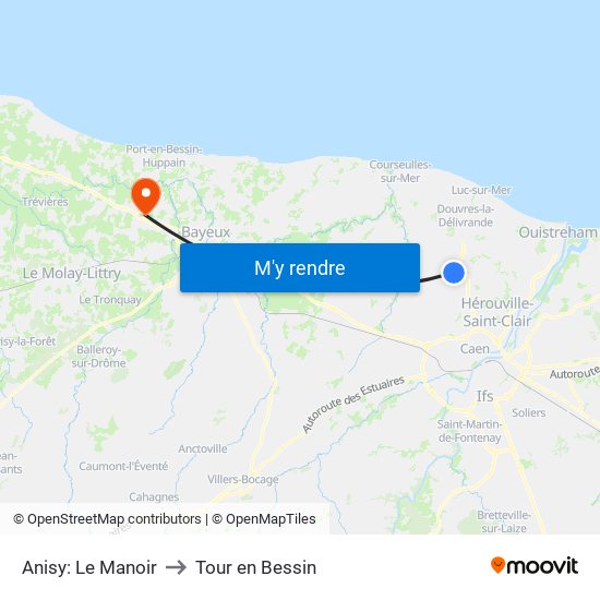Anisy: Le Manoir to Tour en Bessin map