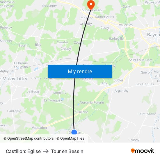 Castillon: Église to Tour en Bessin map