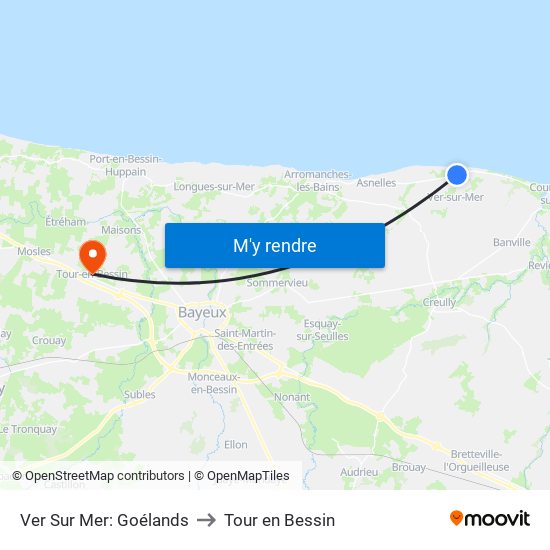 Ver Sur Mer: Goélands to Tour en Bessin map