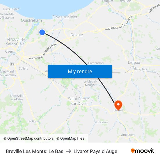 Breville Les Monts: Le Bas to Livarot Pays d Auge map