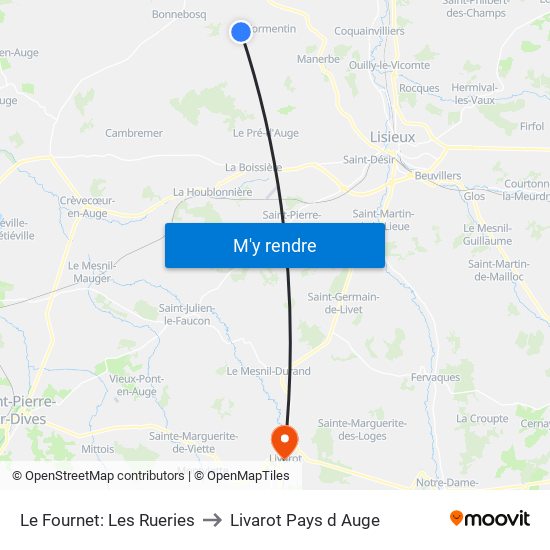 Le Fournet: Les Rueries to Livarot Pays d Auge map