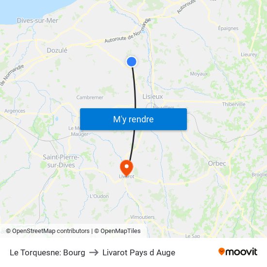 Le Torquesne: Bourg to Livarot Pays d Auge map
