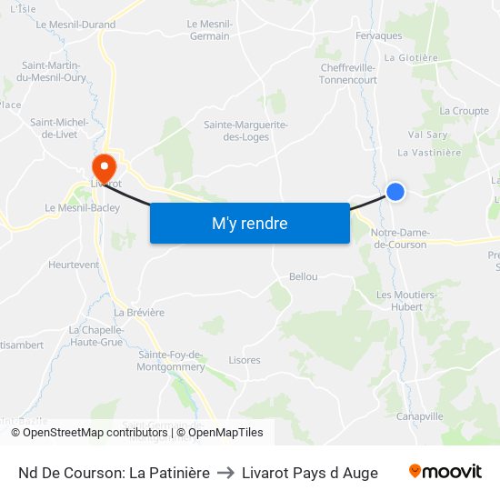 Nd De Courson: La Patinière to Livarot Pays d Auge map