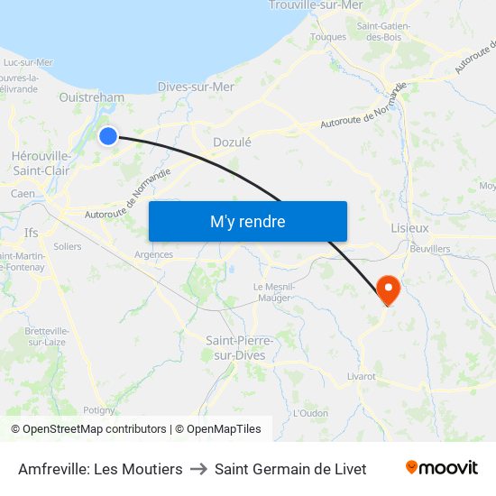 Amfreville: Les Moutiers to Saint Germain de Livet map