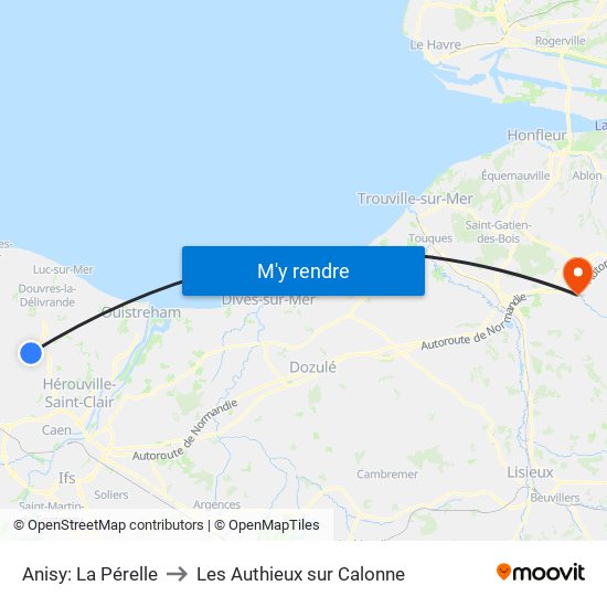 Anisy: La Pérelle to Les Authieux sur Calonne map