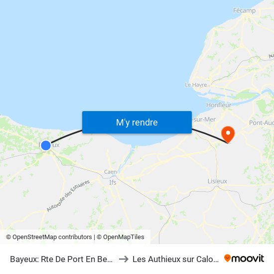 Bayeux: Rte De Port En Bessin to Les Authieux sur Calonne map