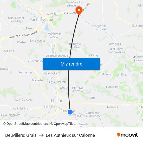 Beuvillers: Grais to Les Authieux sur Calonne map