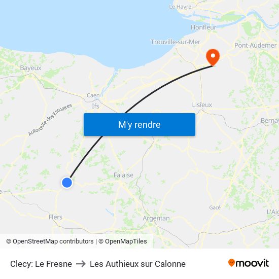 Clecy: Le Fresne to Les Authieux sur Calonne map