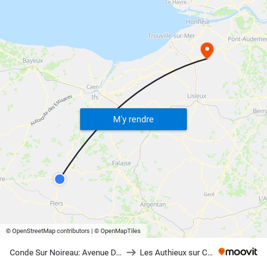 Conde Sur Noireau: Avenue De Verdun to Les Authieux sur Calonne map