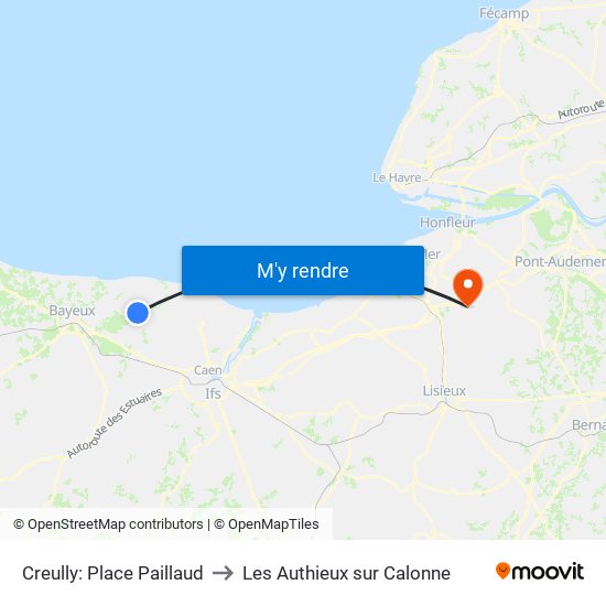 Creully: Place Paillaud to Les Authieux sur Calonne map