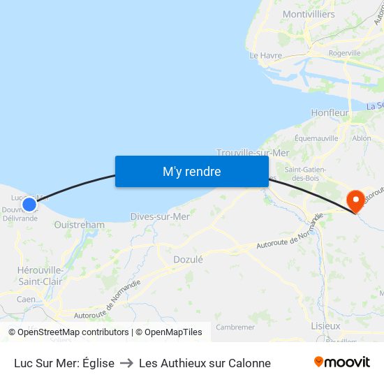 Luc Sur Mer: Église to Les Authieux sur Calonne map